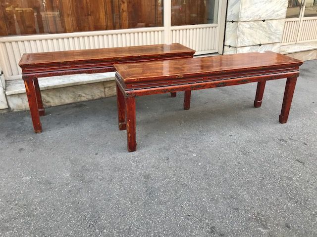 Pair of Chinese Mahogany Benches