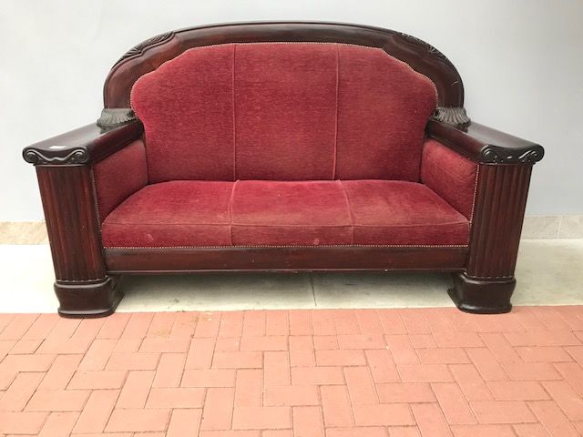 Mahogany 2-seater sofa in Neoclassical style