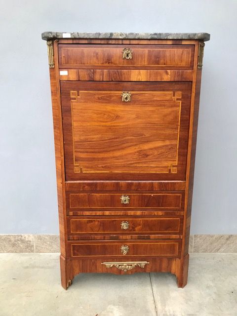 Elegante Secretaire Luigi XVI in Palissandro con intarsi in varie essenze