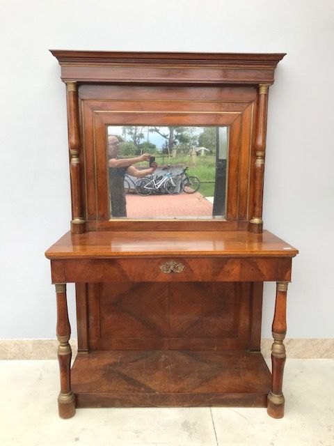 Empire Console Table in Walnut with Mirror