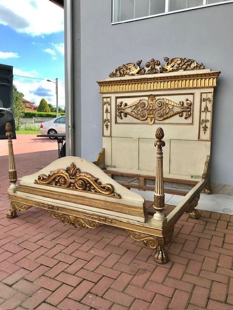 Lacquered and Gilded Double Bed