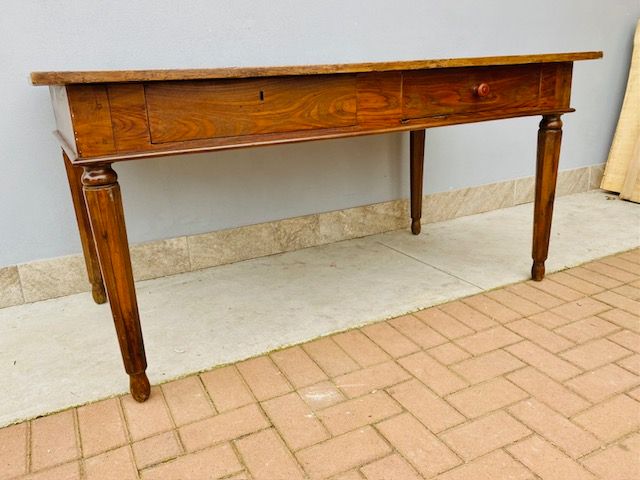 Louis XVI table in Cherry wood with 2 Drawers.