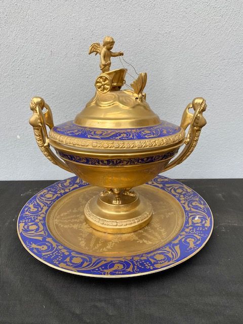 Important Painted and Gilded Porcelain Empire Centrepiece.