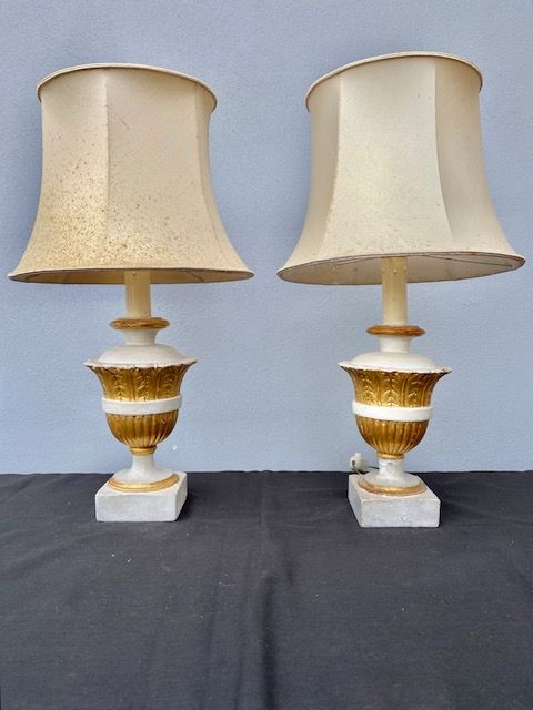 Pair of Carved Wooden Abat-Jours