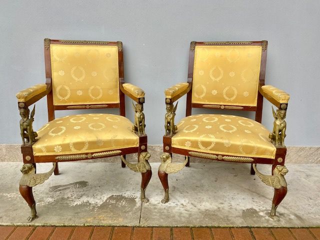 Pair of Important Empire Armchairs Return of Egypt,