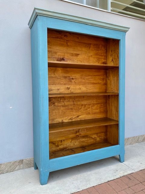 Libreria a Giorno Laccata Azzurro Polvere