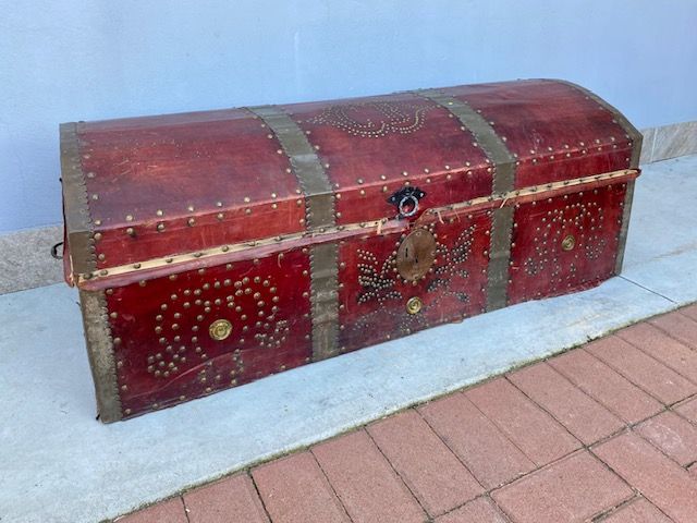 Studded Red Leather Trunk
