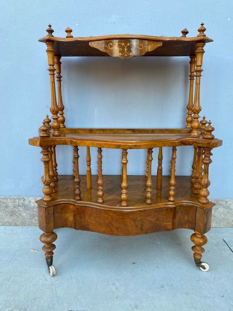 English Walnut Feather Etagere/Magazine Holder