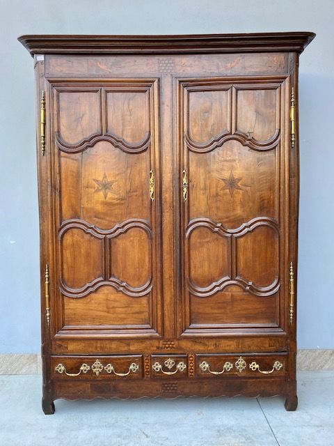 Solid Oak French Wardrobe, finely inlaid.