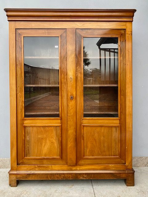 Charles X Bookcase in Walnut and Walnut Feather.