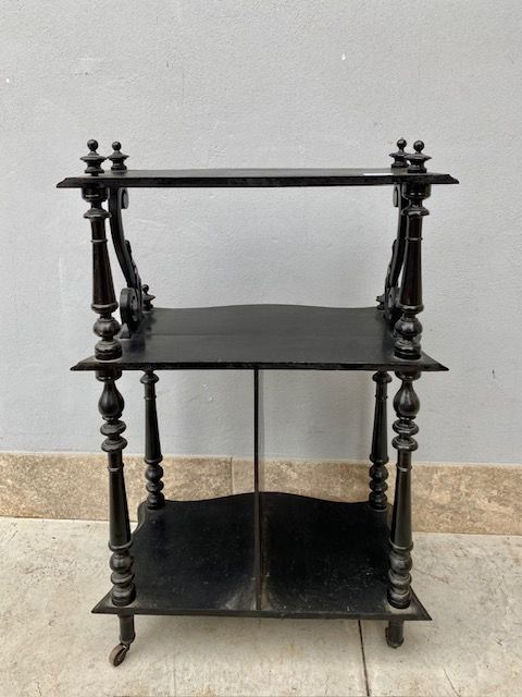 Small Black Lacquered Etagere.