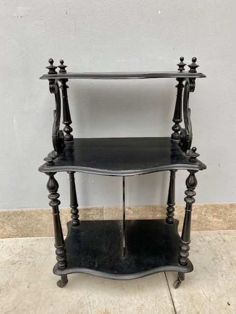 Small Black Lacquered Etagere - Restored (in progress)_car 3308 - Foto 2