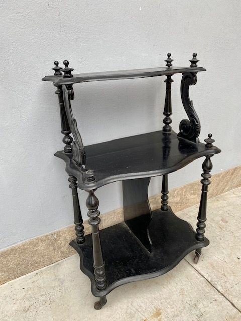 Small Black Lacquered Etagere - Restored (in progress)_car 3308 - Foto 3