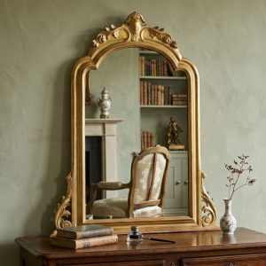 Specchiera con Cimasa in Legno e Pastiglia Dorata - Epoca Primi '900