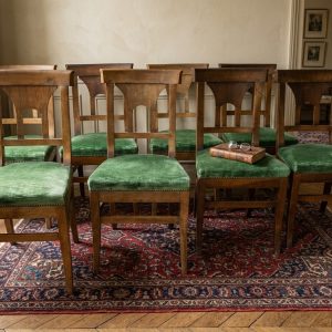 Serie di 8 Sedie in Noce Piemontesi - Epoca '800