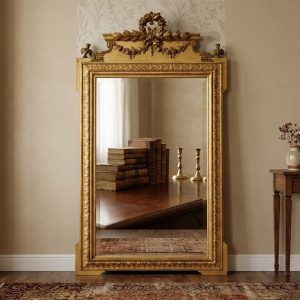 Specchiera Luigi XVI con Cimasa in Legno Dorato - Epoca II metà '800