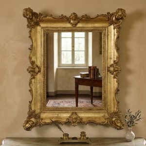 Specchiera Genovese - Carlo X in Legno Intagliato e Dorato