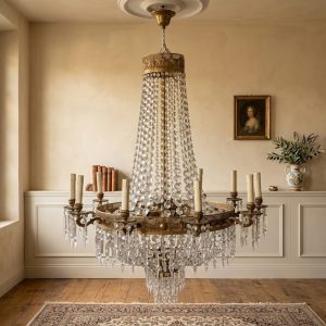 Lampadario a Mongolfiera - Epoca '900 in Bronzo Dorato