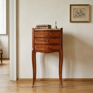 Comodino Luigi XV Bois de Rose piano Marmo - Epoca anni '40-50