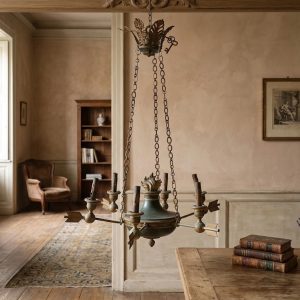 Lampadario Impero in Bronzo Dorato a 6 Luci - Epoca Fine '800