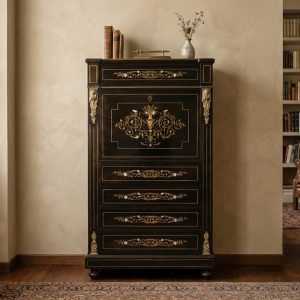 Secretaire Napoleone III - Epoca 1870 in ebanizzato e intarsio