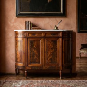Credenza Luigi XVI in Mogano con Piano in Marmo Carrara