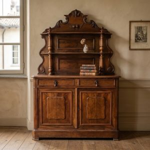Credenza Luigi Filippo in Noce con Piattaia - Epoca II Metà '800