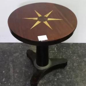 Tavolino Rotondo in Stile Impero con Intarsio in Mogano