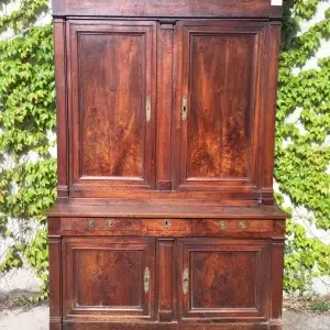 Credenza Libreria in Noce e Piuma di Noce - Epoca Primo Impero