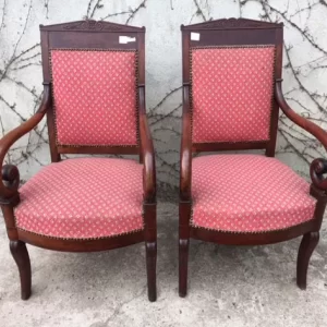 Coppia di poltrone Carlo X - Epoca 1800 in mogano