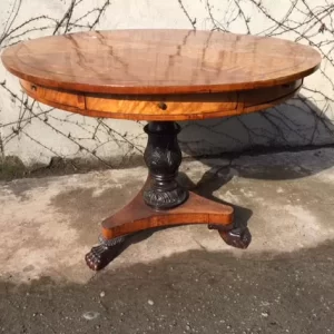 Tavolo rotondo francese radica Tuia otto cassetti - Epoca metà 1800