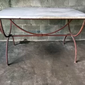 Tavolo Rettangolare in Ferro Battuto con Piano in Marmo Bianco