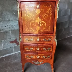 Secretaire Luigi XV in Mogano con Piano in Marmo Rosa