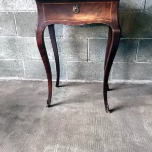 Tavolino Luigi XV "Travailleuse" in Palissandro Intarsiato