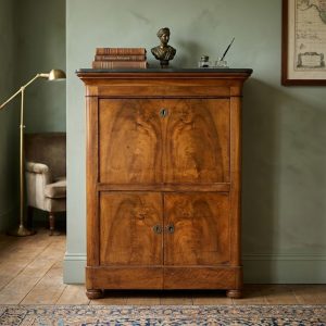 Secretaire Carlo X - Epoca 1800 in noce e marmo nero del Belgio