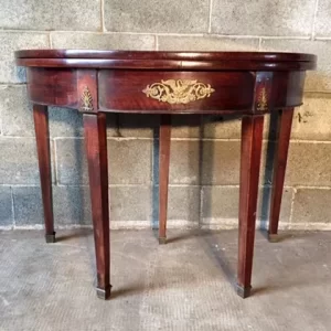 Tavolino da Gioco Impero a Mezzaluna in Mogano - Epoca '800