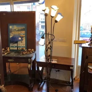 Lampada Liberty a Piantana con 5 Tulipe in Pasta di Vetro - Anni 60