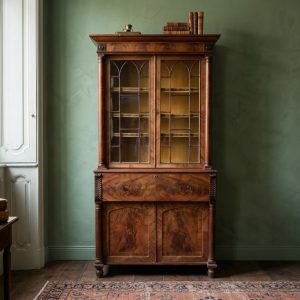 Libreria Antica in Mogano e Piuma di Mogano - Epoca 1800
