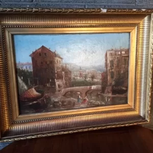 Dipinto ad Olio su Legno - Epoca fine '800 "Borgo Francese"