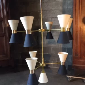 Lampadario a 19 Luci in Ottone - Epoca Anni '50