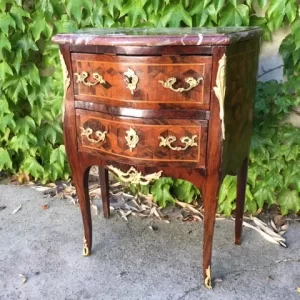 Comodino Luigi XV Palissandro con Piano Marmo Rosso - Epoca fine '800