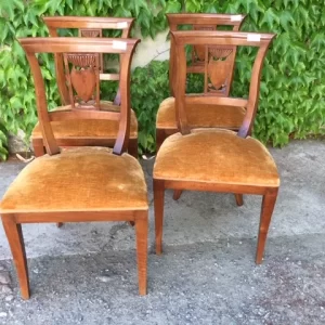Set di 4 Sedie Impero in Noce Genovese - Epoca fine '800