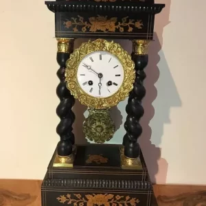Orologio a Pendolo Impero - Epoca '800 in legno intarsiato