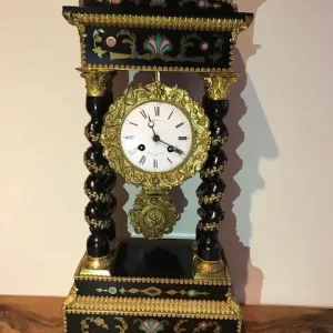 Orologio a Pendolo Impero dell'800 in Legno Intarsiato