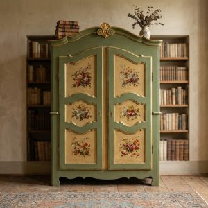 Armadio Laccato Verde - Epoca primo '700 in Ebanisteria Piemontese