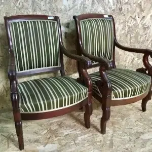 Coppia di Eleganti Poltrone Carlo X in Mogano - Epoca '800