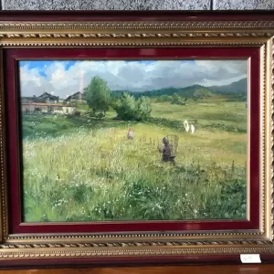 Dipinto ad Olio "Borgo Montano" – Epoca '900 di Giuseppe Gheduzzi