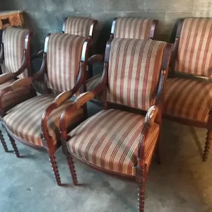 Set 6 Poltrone Stile Carlo X in Legno di Faggio - Epoca Anni '50/'60