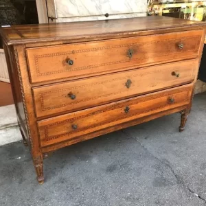 Cassettone Luigi XVI in Noce con Intarsi in Ebano e Bosso - Epoca 1700