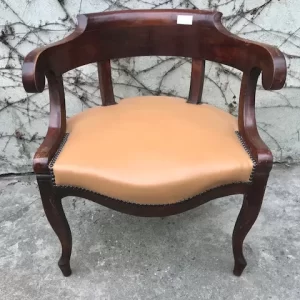 Poltrona Scrittoio Carlo X Ciliegio Rivestimento Pelle - Epoca II metà '800